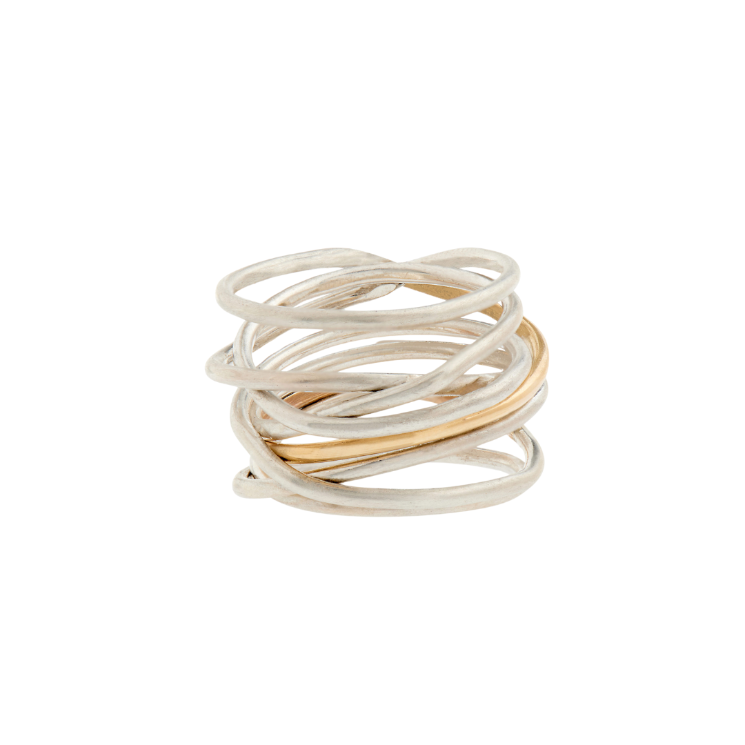 Bague spirale strong or et argent