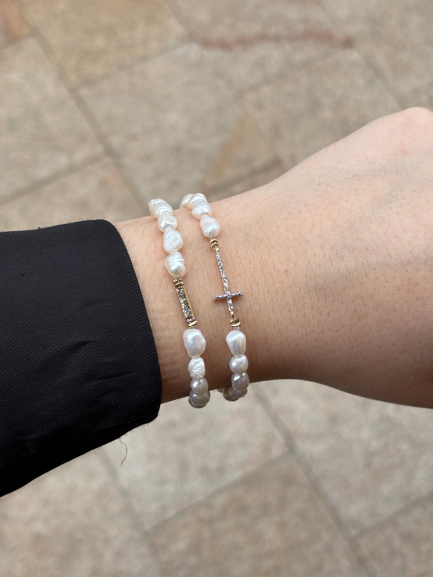Bracelet croix perles