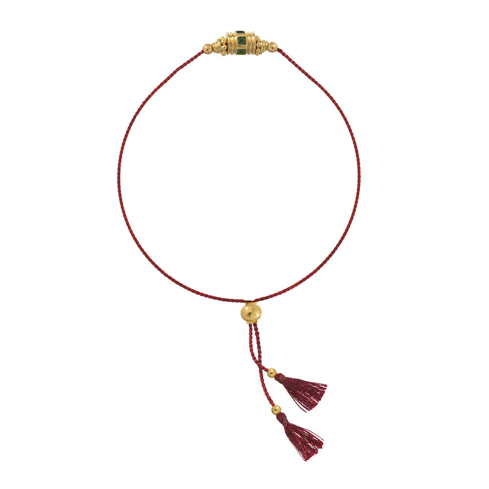 Bracelet cordon Rakhi 2 Onyx vert