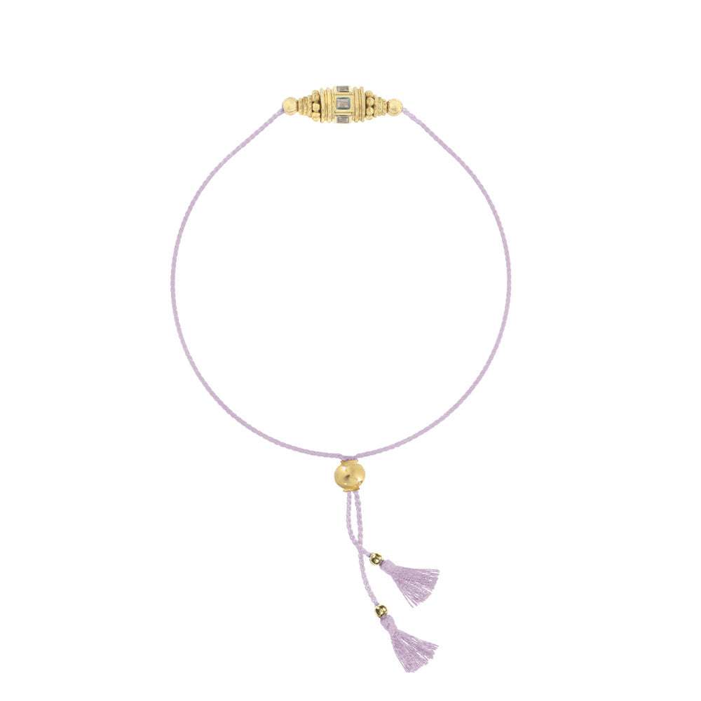 Bracelet cordon Rakhi 2 Labradorite Lilas