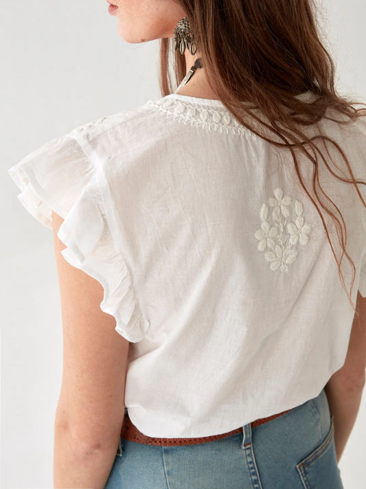 Blouse Ashanti - Chikan Bianco