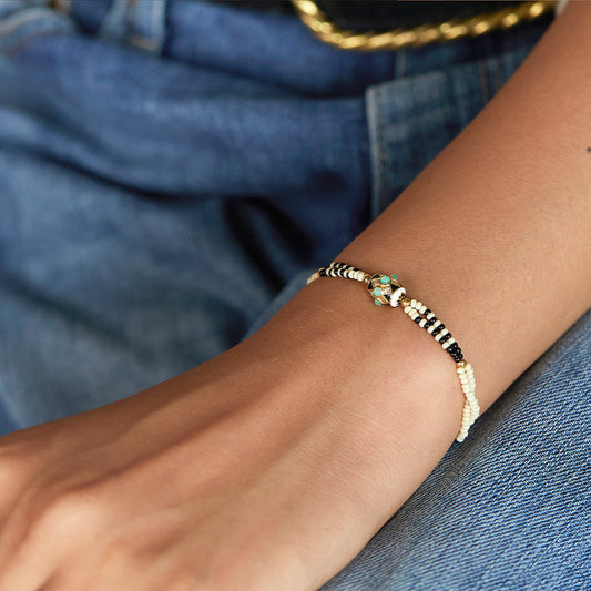 Bracelet cordon Havana rocaille