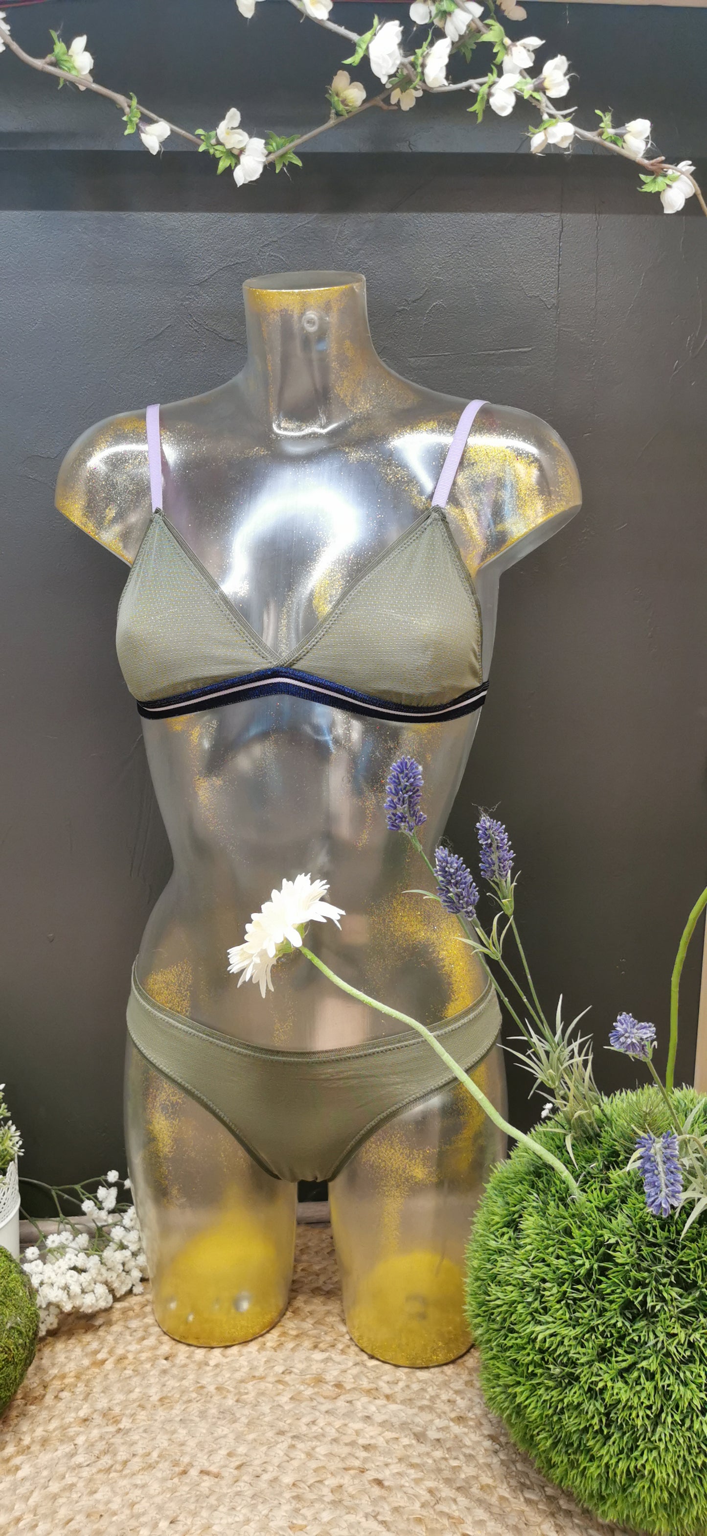 Pointe Mesh Tassie I Soutien-gorge vert kaki
