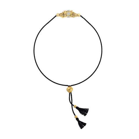 Bracelet cordon Rakhi 2 Topaze blanche Fil Noir