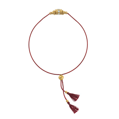 Bracelet cordon Rakhi 2 Topaze blanche Fil rouge