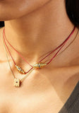 Collier cordon Rakhi 2 grenat rouge