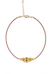 Collier cordon Rakhi 2 grenat rouge